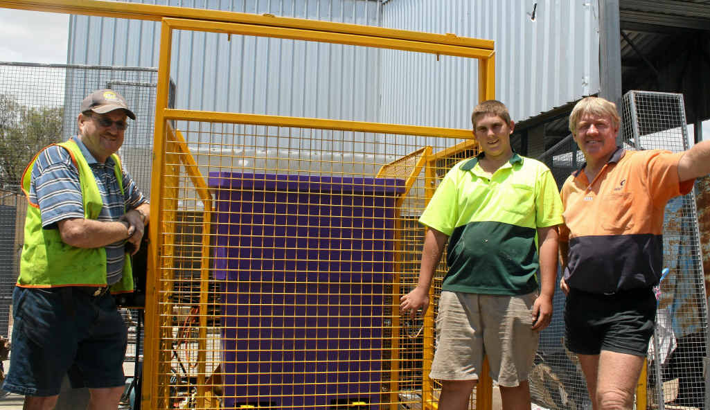 Endeavour Industries employees Ted Colley, Toby Frost and Terry Politch are grateful to have a helping hand with the centre’s new machinery. Endeavour Industries employees Ted Colley, Toby Frost and Terry Politch are grateful to have a helping hand with the centre’s new machinery.